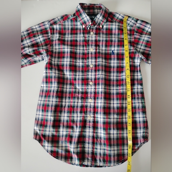Ralph Lauren Button Down Poplin Red Shirt Plaid Classic Preppy Size Boys Small/8 - Picture 5 of 10